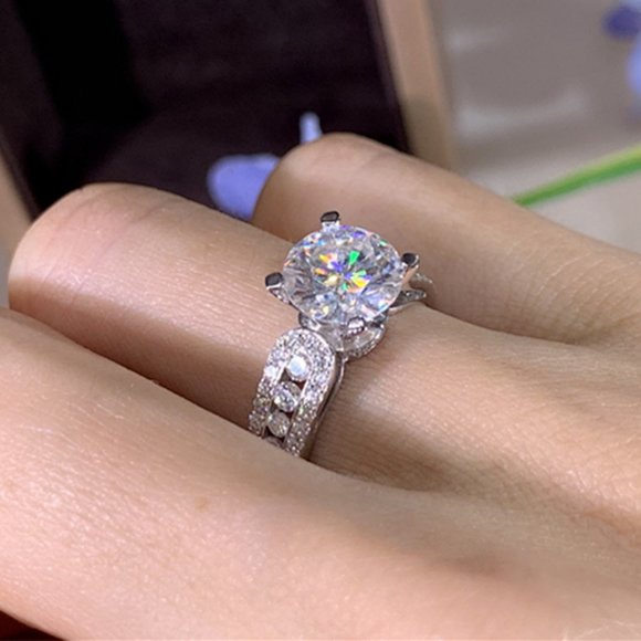 Round Solitaire Pave Engagement Ring - Picture 8 of 16